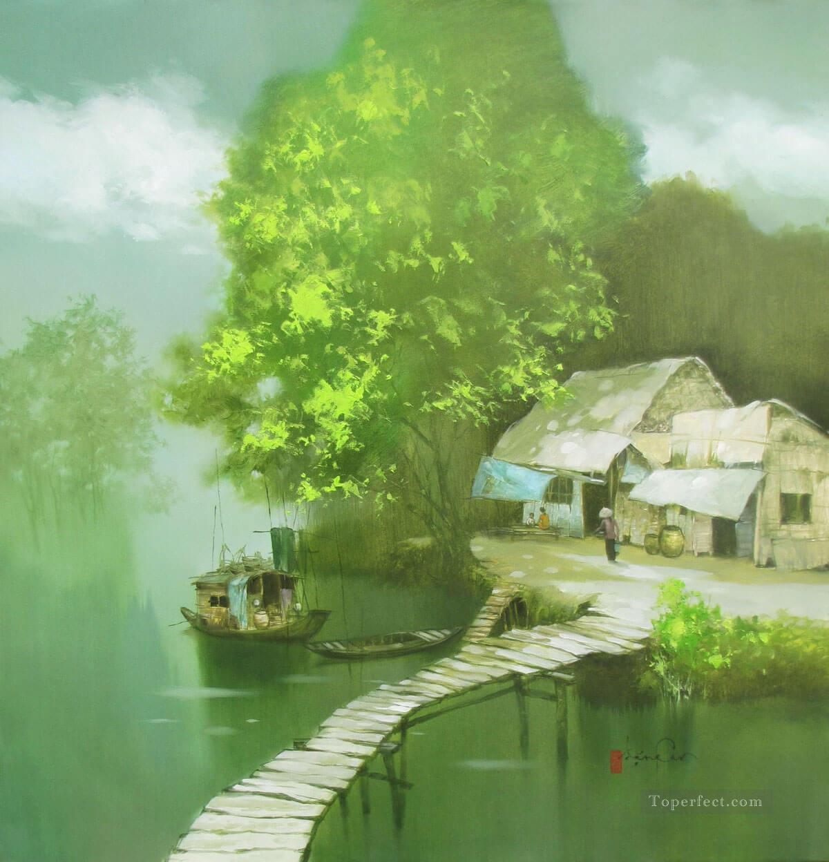 A peaceful day Vietnamese Asian Oil Paintings